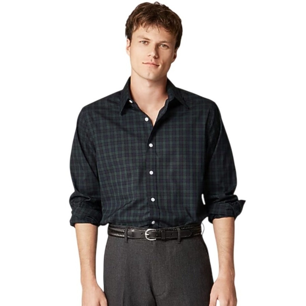 J.Crew Mens Slim Fit Black Watch Plaid Button Down Shirt Large NWOT $98